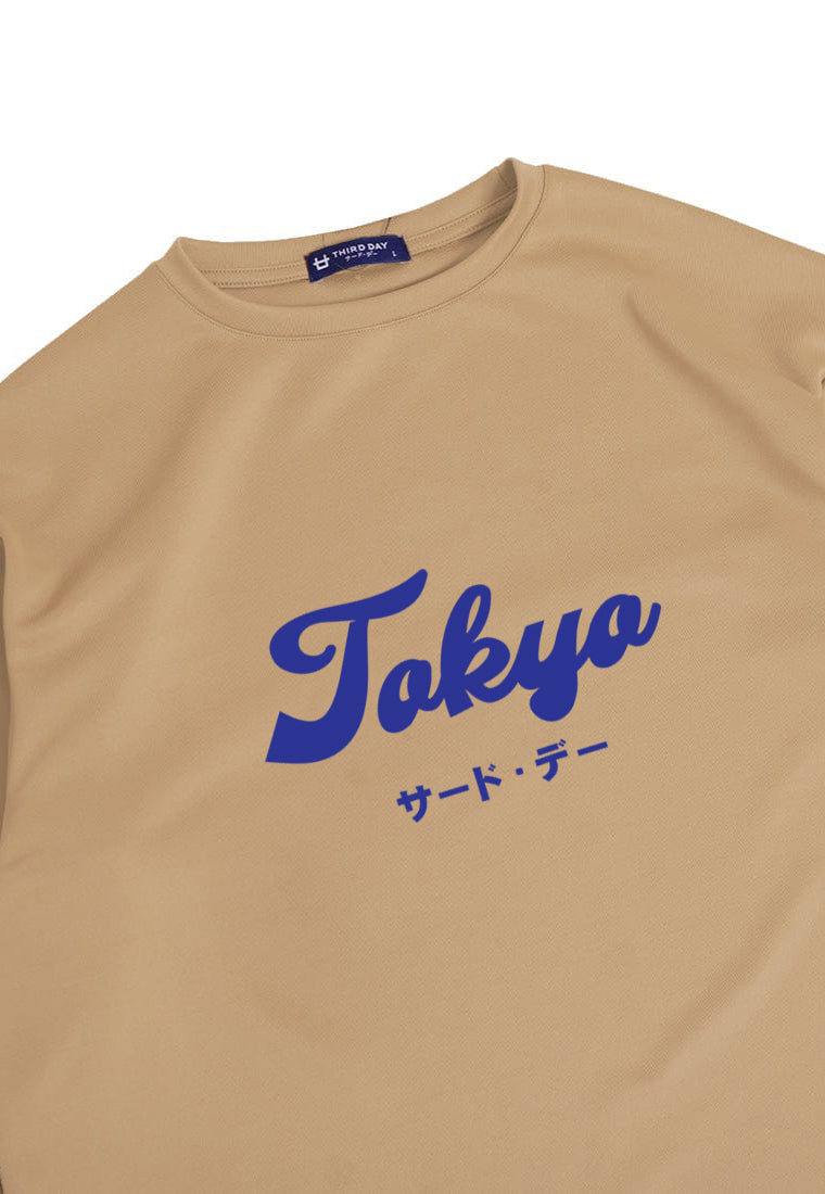 MTQ29 kaos oversize tokyo jepang distro pria bahan tebal scuba "tokyo katakana" khaki