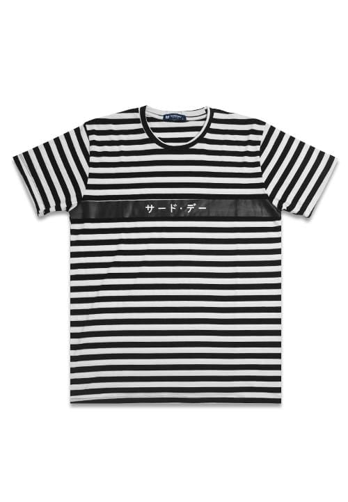 Third Day MTC98C katakana blk stripe blk-wh stp T-shirt Multiwarna