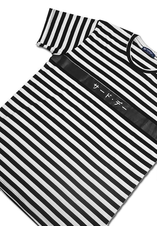 Third Day MTC98C katakana blk stripe blk-wh stp T-shirt Multiwarna