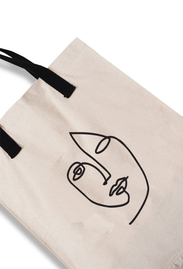 AMC76 totebag aesthetic pria wanita kanvas krem putih "art face"