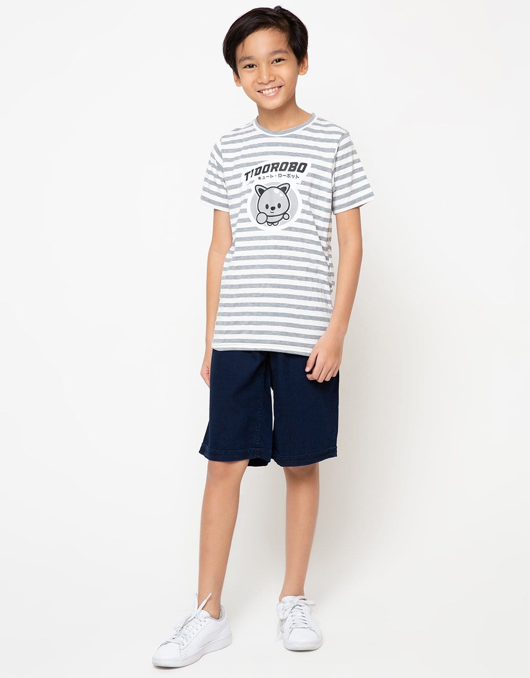 Td Kids BT155 kaos anak tido flying stripe putih abu