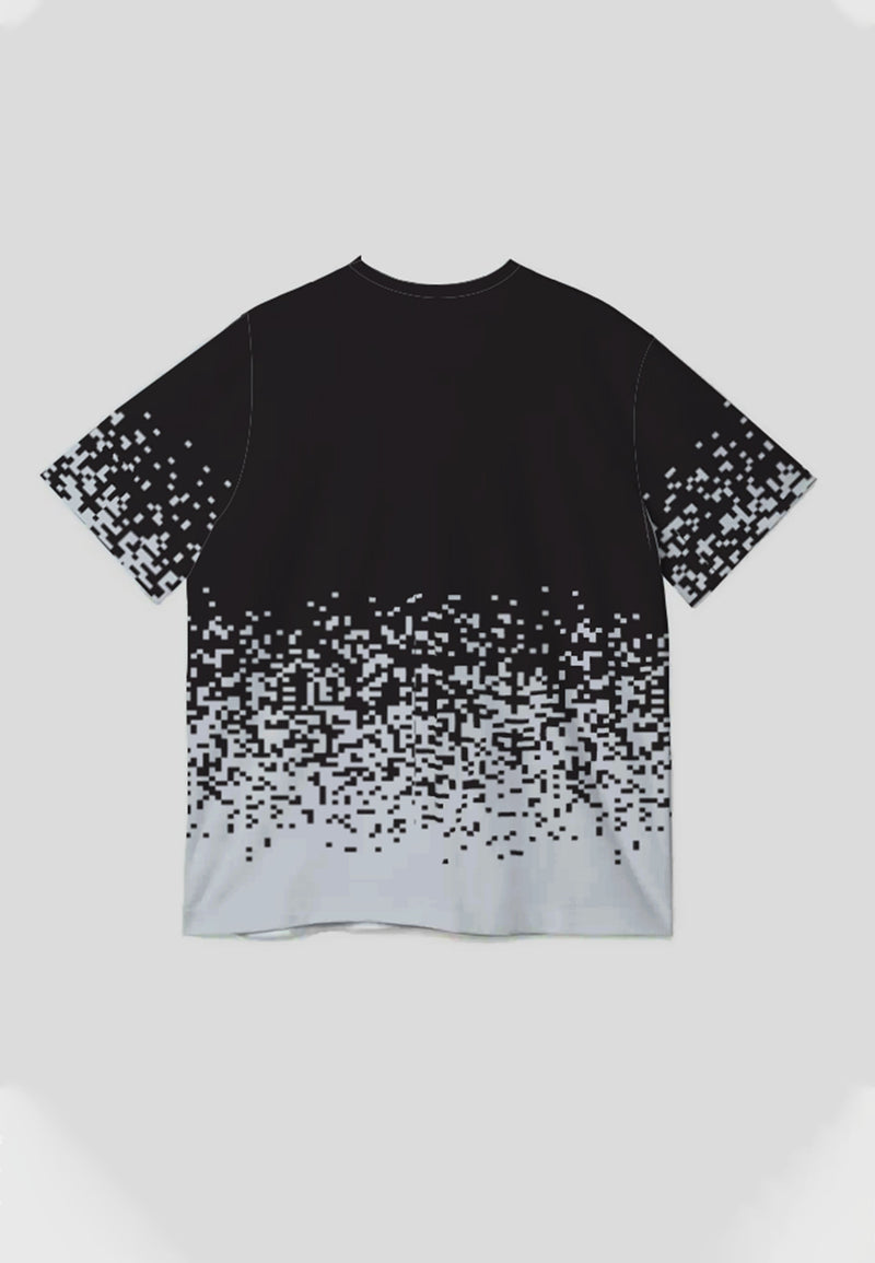 NX013 kaos oversize efek knit rajut star dust hitam putih