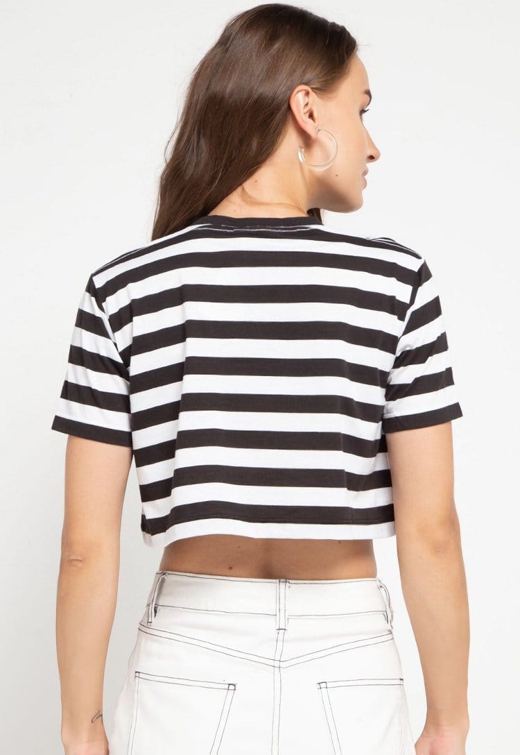 Td Friends LTD50 thirdday CL Crop Loose stripe black white tido dakir kaos casual wanita