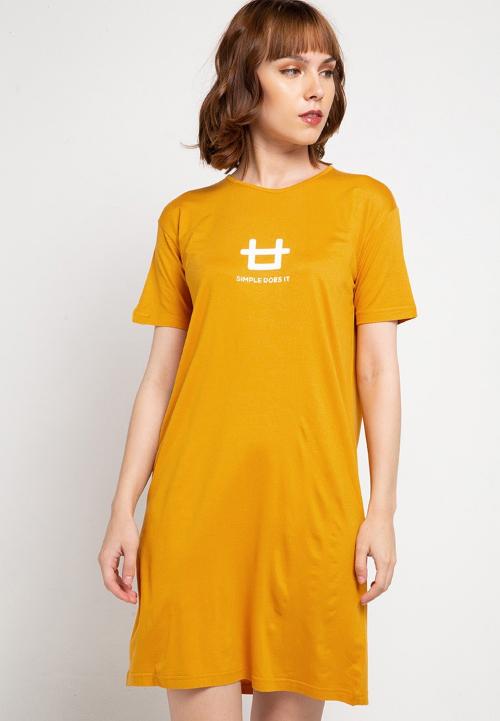 Third Day LTC26 ld lds logo sdi kuning mustard kaos dress panjang wanita