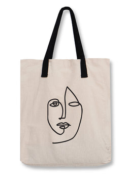 AMC76 totebag aesthetic pria wanita kanvas krem putih "art face"