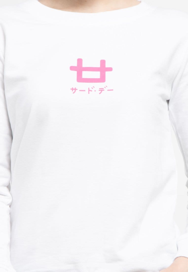 LO005 Thirdday sweater casual wanita dateng logo putih