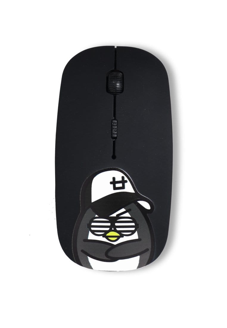 Td Friends AE005 Mouse Wireless Bluetooth Lucu Hitam Dj Rock