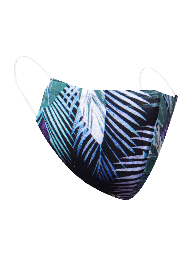 Nade Japan AMB25 2pcs Masker Kain Instacool 2ply Bisa Tissue Earloop Motif Tropical Hijau Ungu