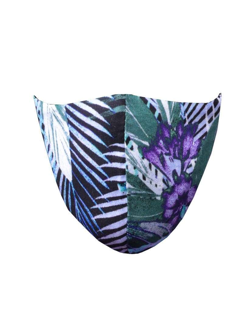 Nade Japan AMB25 2pcs Masker Kain Instacool 2ply Bisa Tissue Earloop Motif Tropical Hijau Ungu