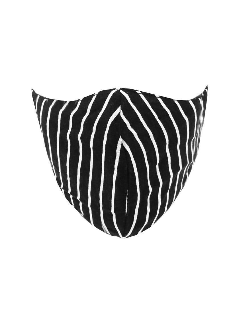 Nade Japan AMB35 2pcs Masker kain instacool 2ply bisa tissue earloop motif stripe hitam