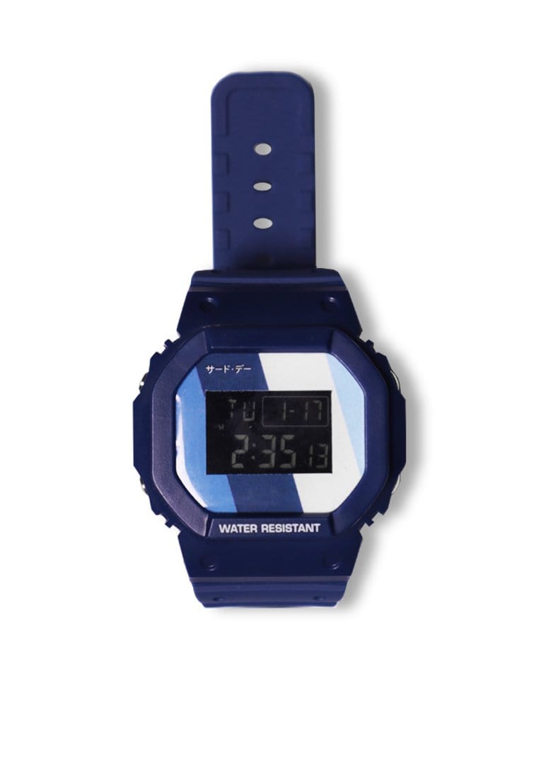 Third Day AMB68 Jam Tangan Digital Biru Blue Stripe Katakana