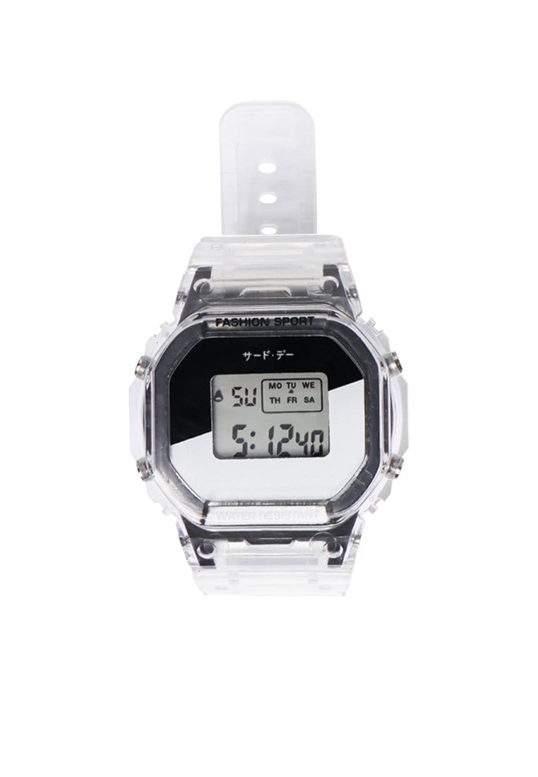 Third Day AMC21 Jam Tangan Digital Transparan Black White Katakana