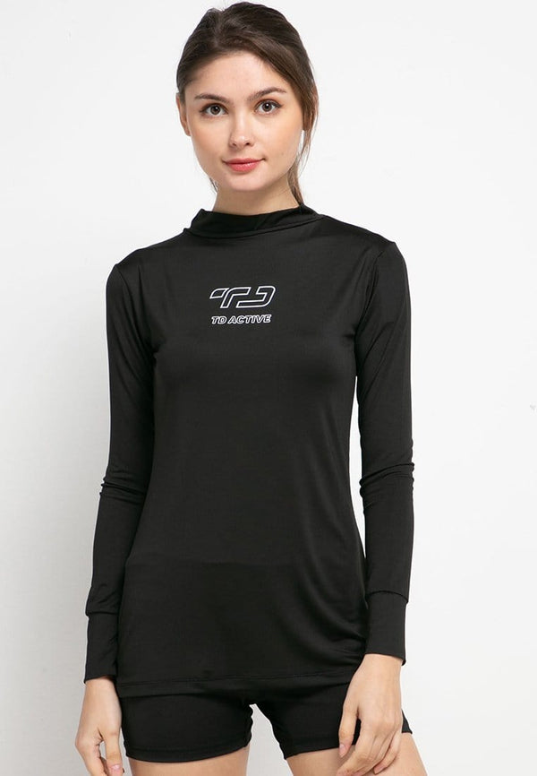 Td Active LS047 Sport inner outline kaos olahraga wanita black