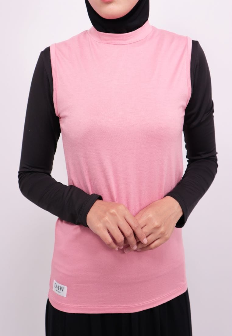 Daw Project DA007 Atasan Manset Inner Kutung Turtleneck Dusty Pink