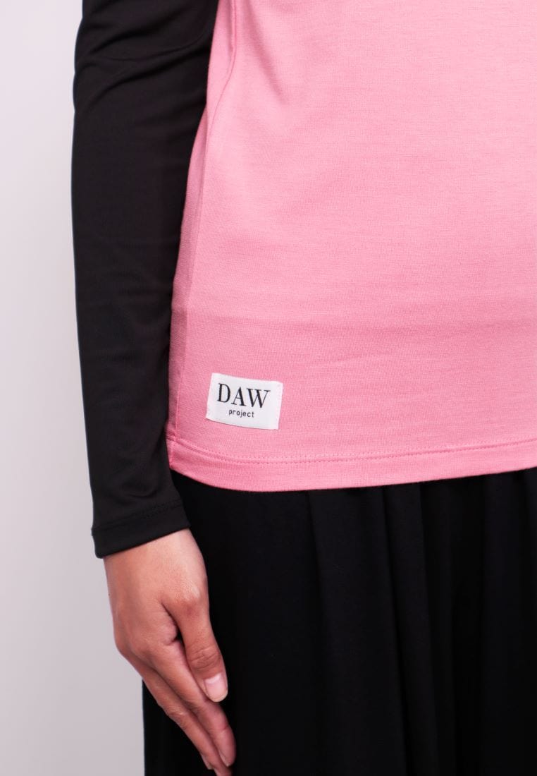 Daw Project DA007 Atasan Manset Inner Kutung Turtleneck Dusty Pink