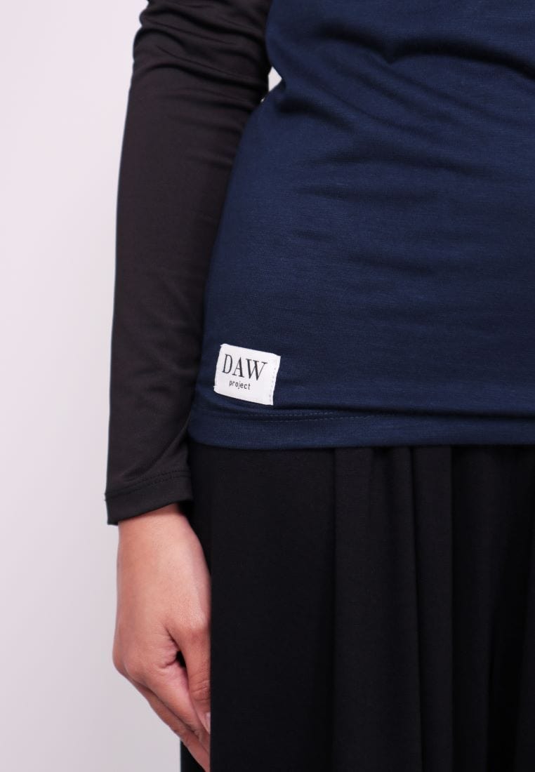 Daw Project DA011 Atasan Manset Inner Kutung Turtleneck Navy