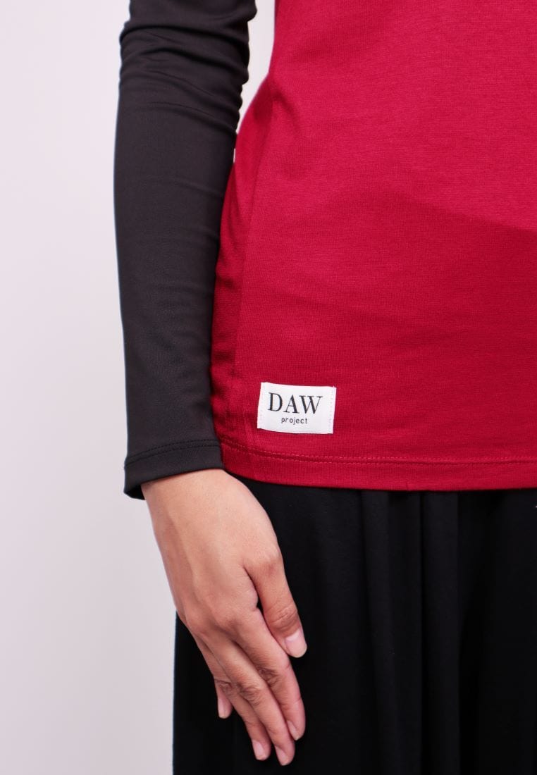 Daw Project DA012 Atasan Manset Inner Kutung Turtleneck Maroon