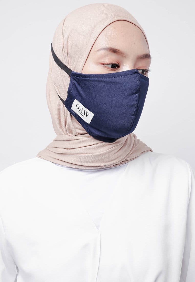 Daw Project DC018 Masker Kain Adjustable Easyclip Hijab Friendly Navy