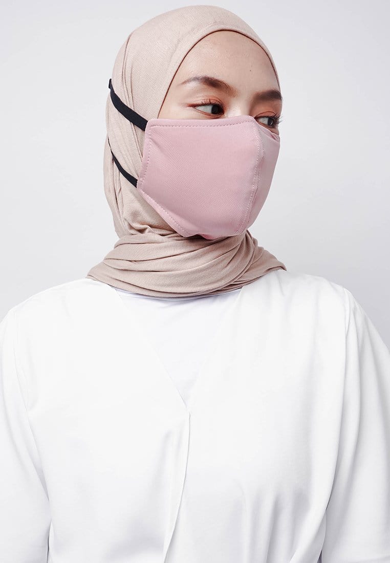 Daw Project DC019 Masker Kain Adjustable Easyclip Hijab Friendly Dusty Pink Tanpa Label
