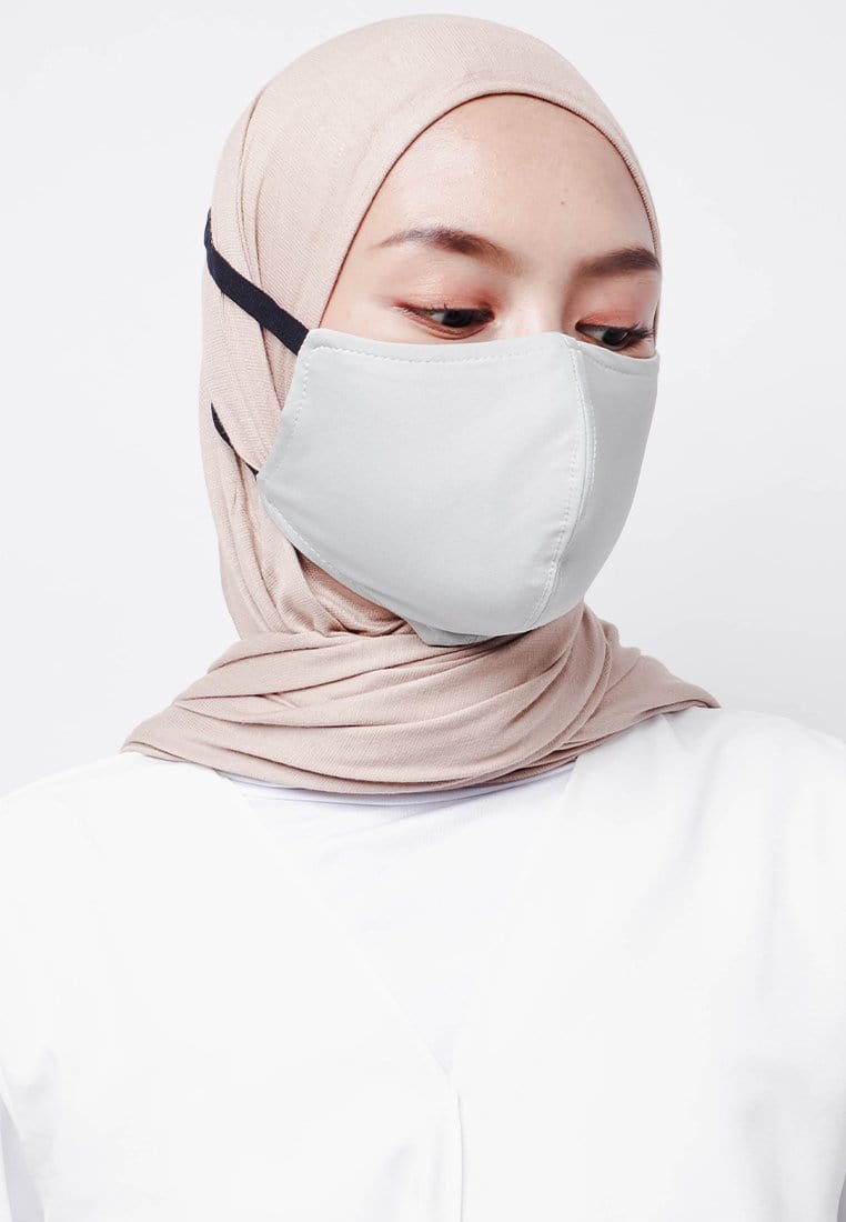 Daw Project DC021 Masker Kain Adjustable Easyclip Hijab Friendly Abu Muda Tanpa Label