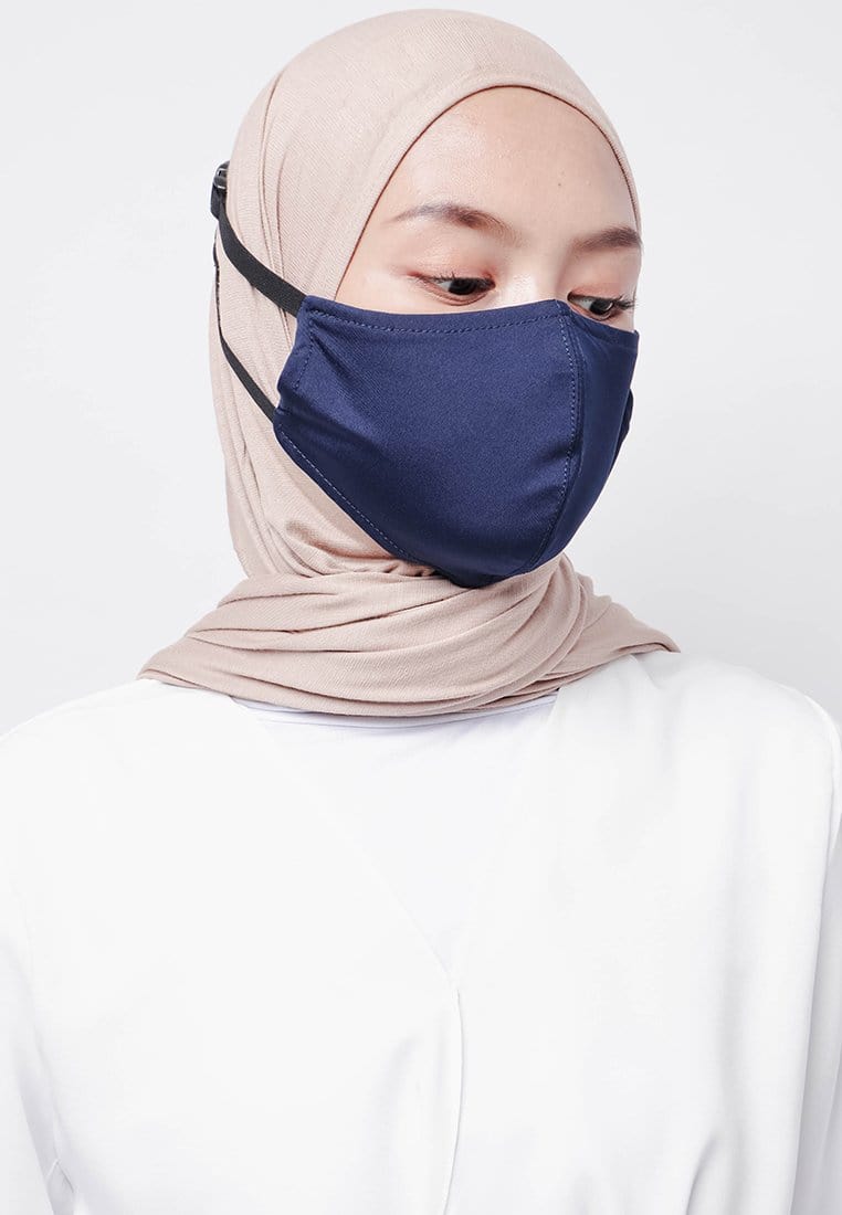Daw Project DC024 Masker Kain Adjustable Easyclip Hijab Friendly Navy Tanpa Label