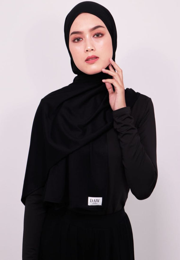 Daw Project DH019 Milan Hijab Pashmina Spandex Hitam