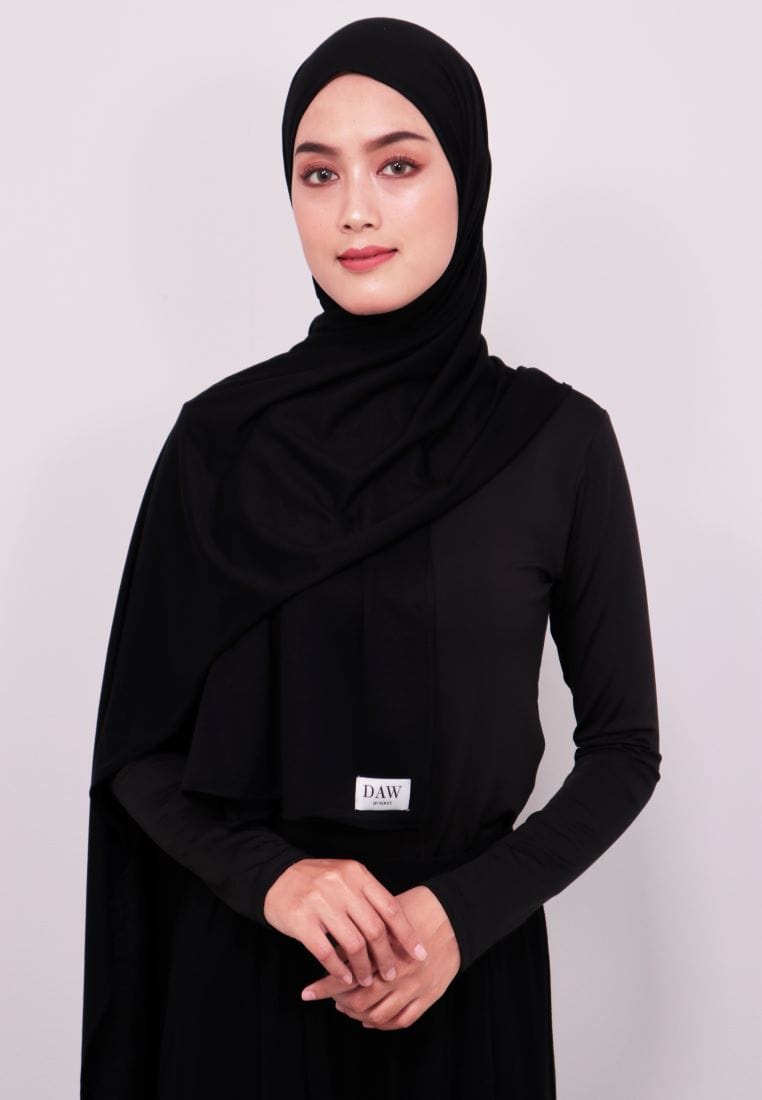 Daw Project DH019 Milan Hijab Pashmina Spandex Hitam