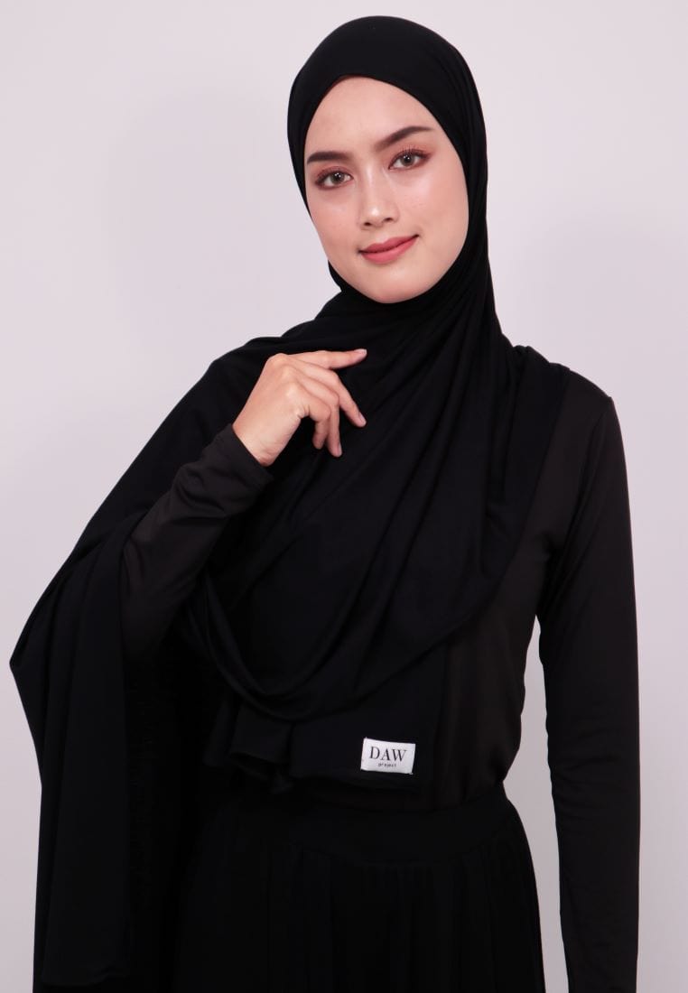 Daw Project DH019 Milan Hijab Pashmina Spandex Hitam