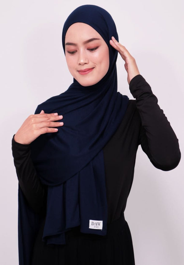 Daw Project DH028 Milan Hijab Pashmina Spandex Navy