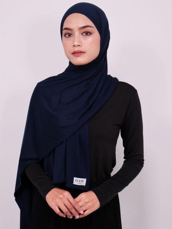 Daw Project DH028 Milan Hijab Pashmina Spandex Navy