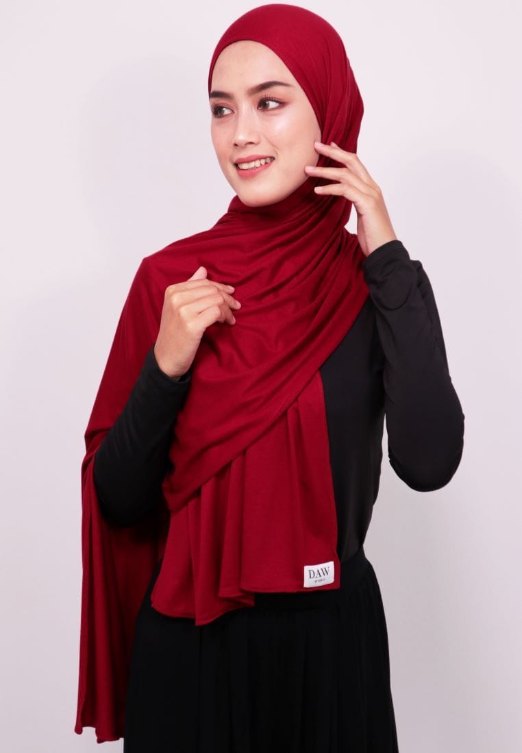 Daw Project DH031 Milan Hijab Pashmina Spandex Maroon