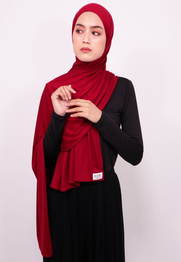 Daw Project DH031 Milan Hijab Pashmina Spandex Maroon