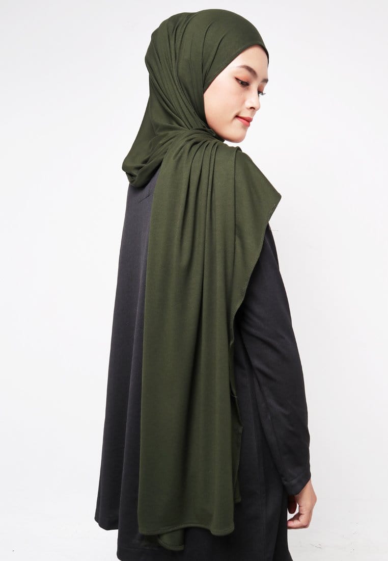 Daw Project DH037 Milan Hijab Pashmina Spandex Hijau Army