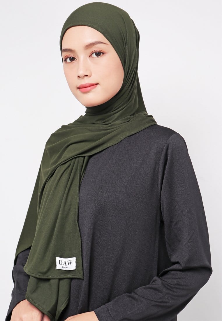 Daw Project DH037 Milan Hijab Pashmina Spandex Hijau Army