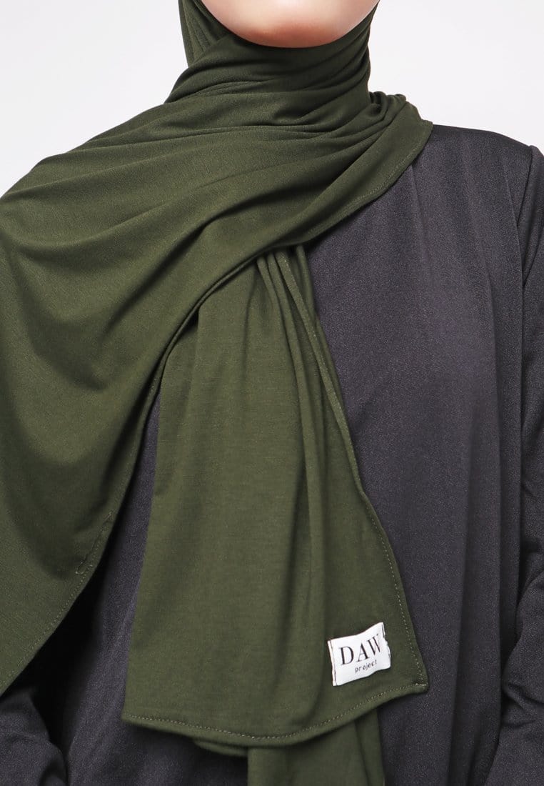 Daw Project DH037 Milan Hijab Pashmina Spandex Hijau Army