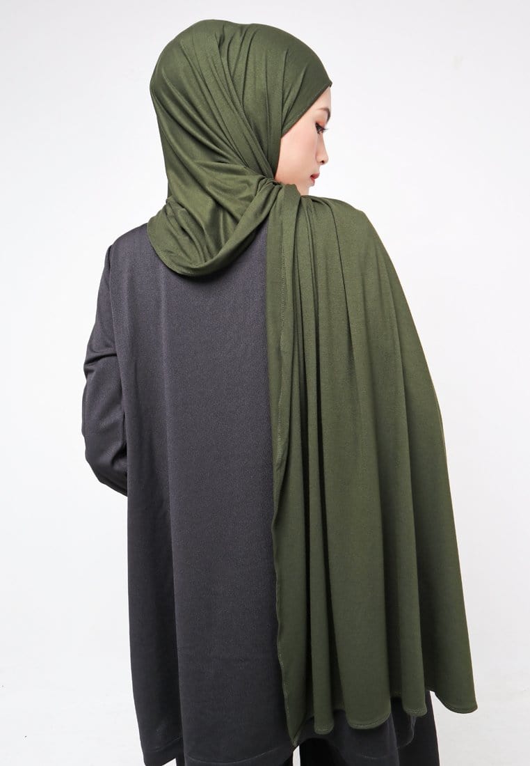 Daw Project DH037 Milan Hijab Pashmina Spandex Hijau Army