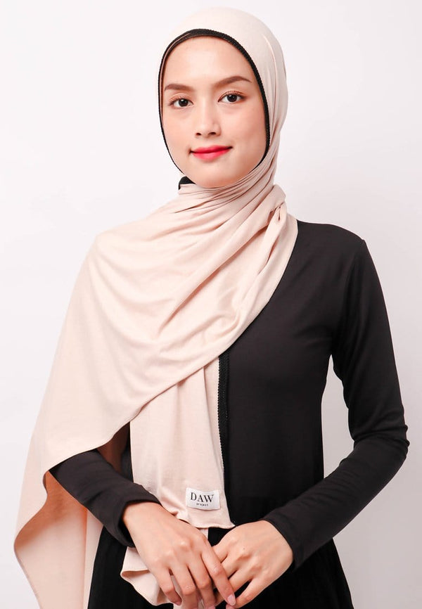 Daw Project DH059 Lace Hitam Hijab Pashmina Cream