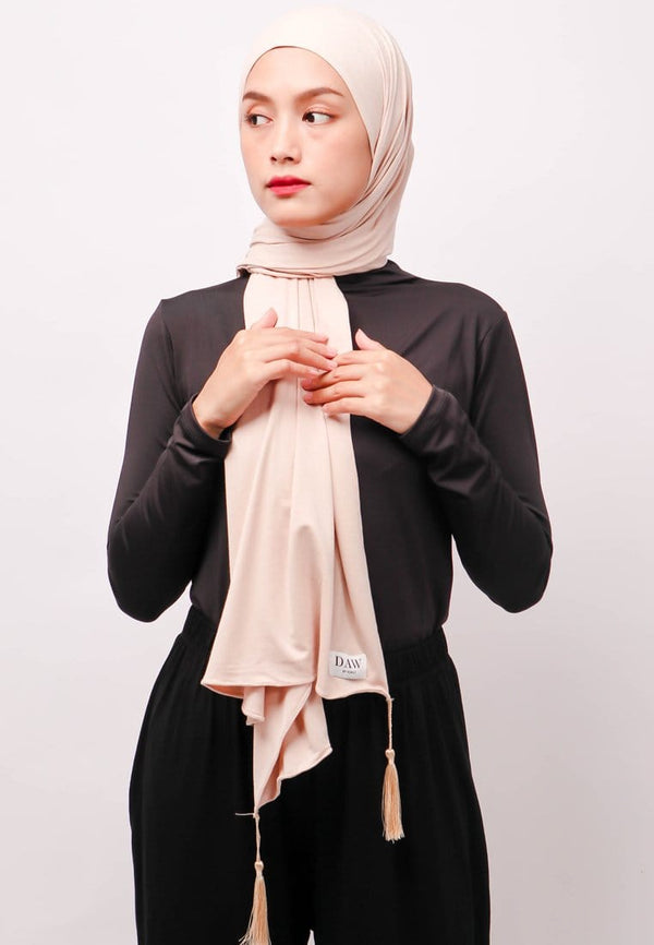 Daw Project DH061 Hijab Pashmina Tesel Cream