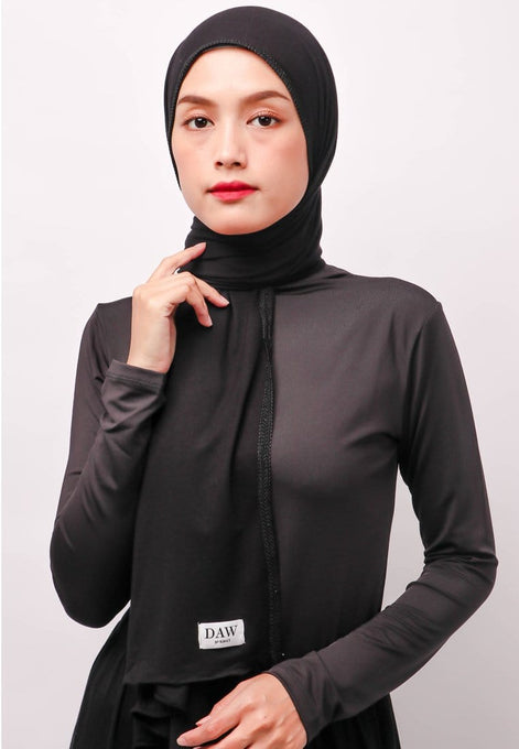 Daw Project DH062 Lace Hitam Hijab Pashmina Hitam