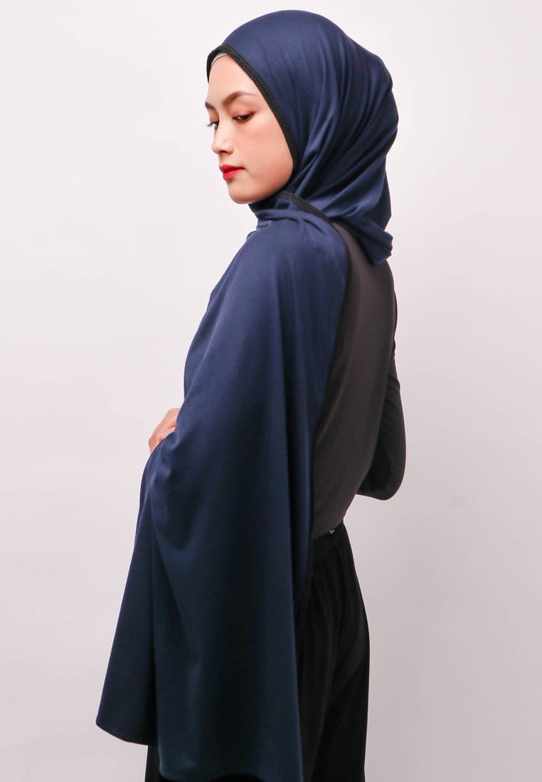 Daw Project DH065 Lace Hitam Hijab Pashmina Navy