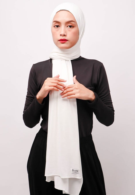 Daw Project DH069 Hijab Pashmina instan Broken White