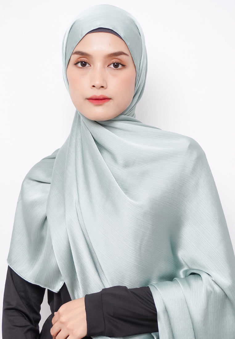 Daw Project DH074 Kerudung Pashmina Pasmina Phasmina Crinkle Satin Silk Premium Shawl Green sage