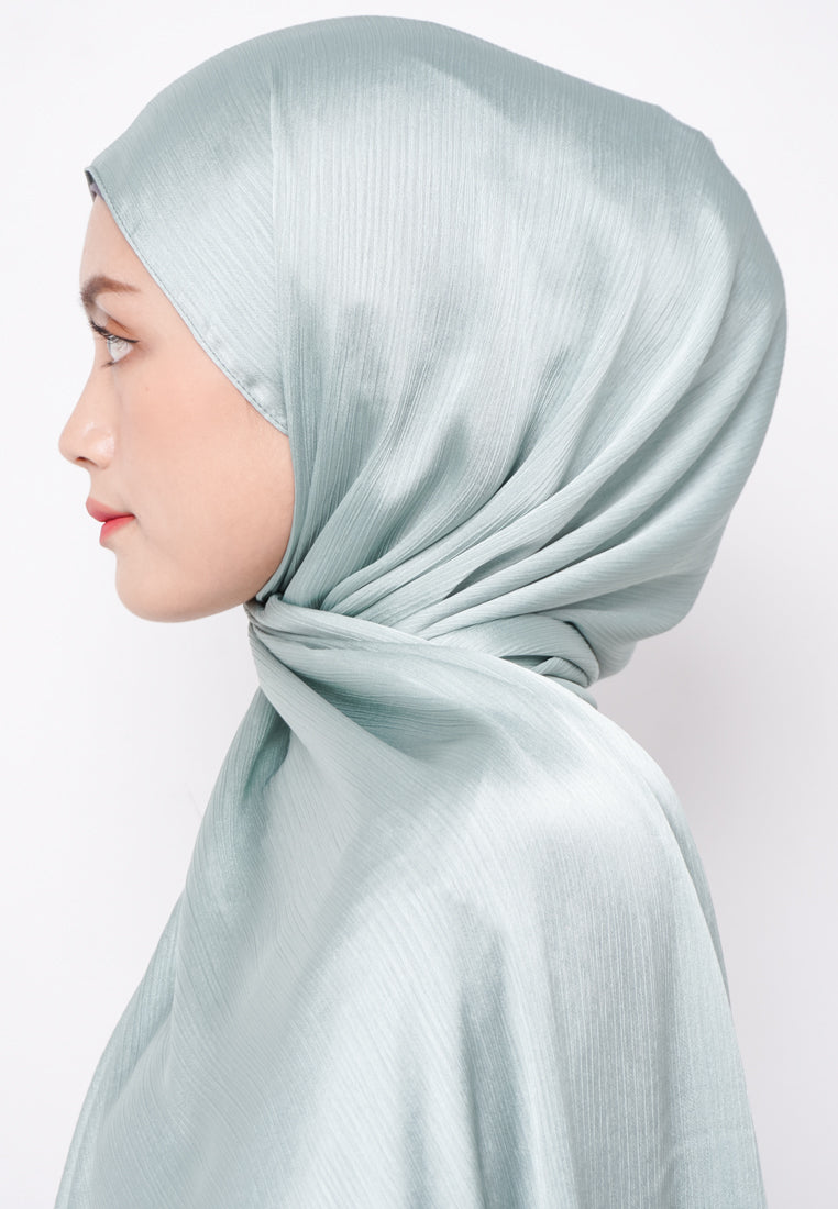 Daw Project DH074 Kerudung Pashmina Pasmina Phasmina Crinkle Satin Silk Premium Shawl Green sage