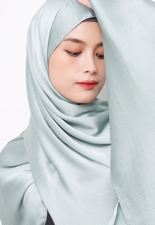 Daw Project DH074 Kerudung Pashmina Pasmina Phasmina Crinkle Satin Silk Premium Shawl Green sage