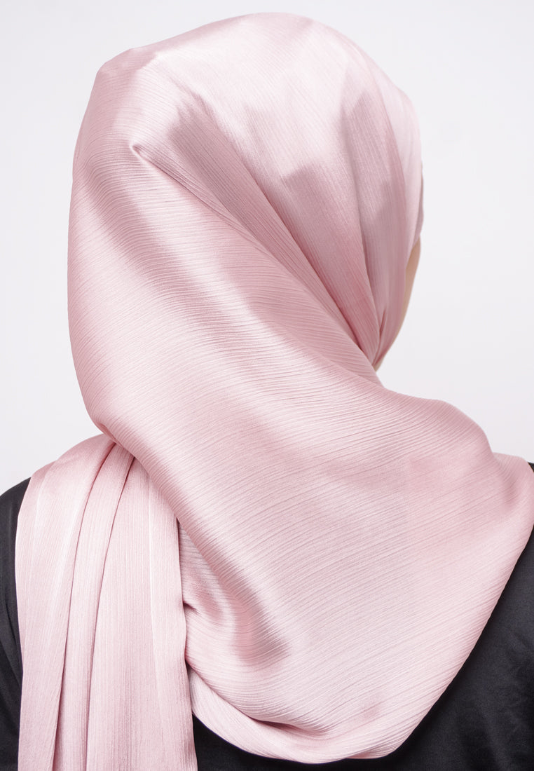 Daw Project DH076 Kerudung Pashmina Pasmina Phasmina Crinkle Satin Silk Premium Shawl Blush Pink