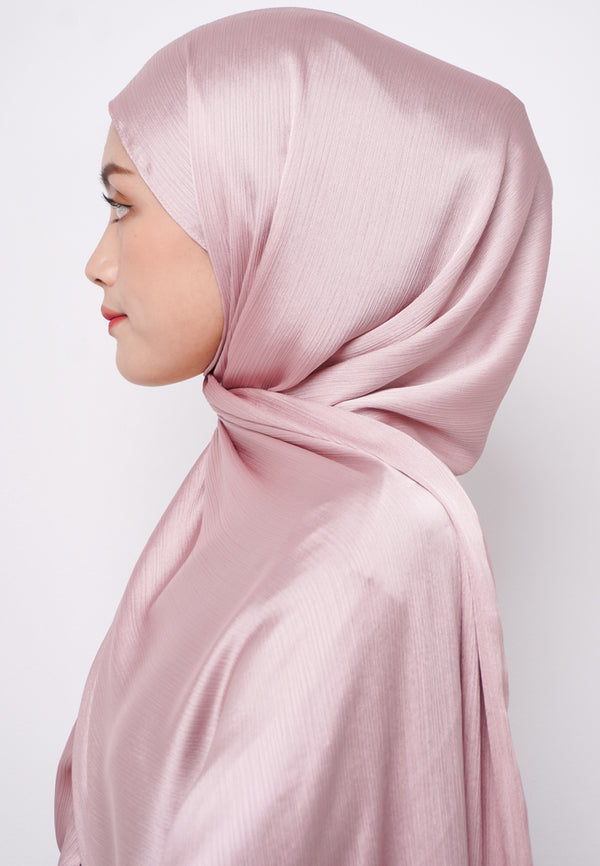 Daw Project DH076 Kerudung Pashmina Pasmina Phasmina Crinkle Satin Silk Premium Shawl Blush Pink