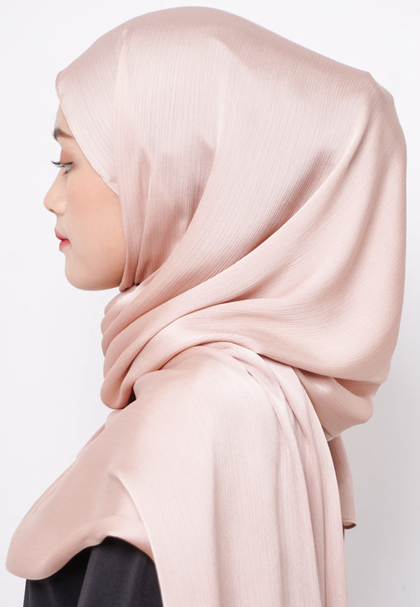 Daw Project DH078 Kerudung Pashmina Pasmina Phasmina Crinkle Satin Silk Premium Shawl Silk Nude