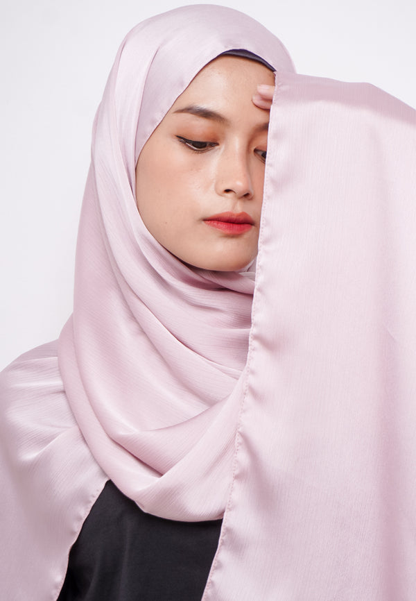 Daw Project DH079 Kerudung Pashmina Pasmina Phasmina Crinkle Satin Silk Premium Shawl Silk Rose