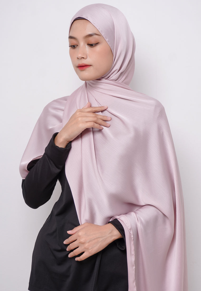 Daw Project DH079 Kerudung Pashmina Pasmina Phasmina Crinkle Satin Silk Premium Shawl Silk Rose