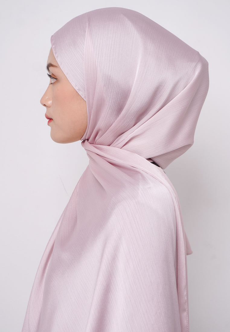 Daw Project DH079 Kerudung Pashmina Pasmina Phasmina Crinkle Satin Silk Premium Shawl Silk Rose